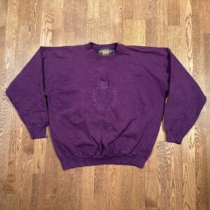 Vintage 90s Chaps Ralph Lauren Embroidered Crest Logo Purple Sweatshirt Mens XL